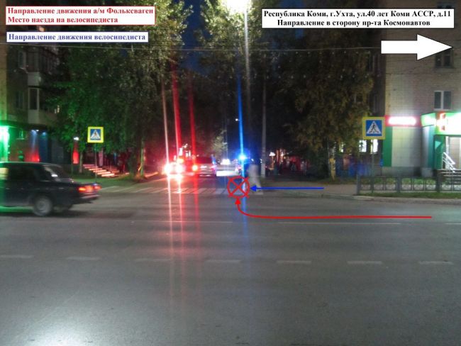 В Ухте водитель Фольксваген сбил велосипедистку